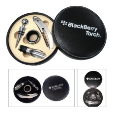 S/4 wine opener set with PU  leahter box - BlackBerry Torch